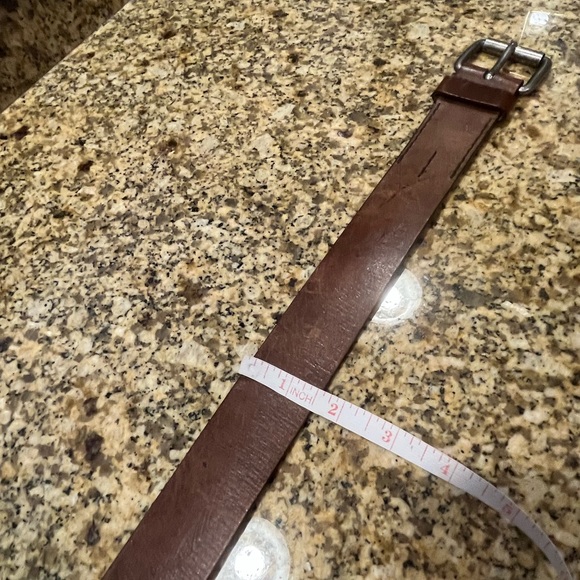 Vintage Distressed Leather Belt Brown Square Buckle 1.5x42” - Picture 7 of 7